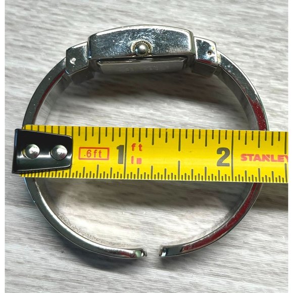 Embassy by Gruen Watch Bracelet Tiger Print Silver Tone Quartz Rhinestones - Picture 4 of 7